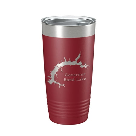 

Governor Bond Lake Map Tumbler Travel Mug Insulated Laser Engraved Coffee Cup Illinois 20 oz Maroon