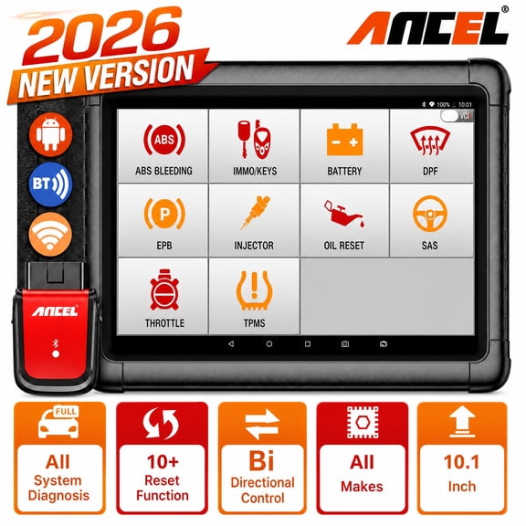 ANCEL X6 OBD2 Scanner 10" Bi-directional Full System Bluetooth Car Diagnostic Scan Tool with 10  Resets, 2 Years Free Update