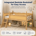 thumbnail image 6 of Miniyam Twin Low Loft Bed with Bookshelf and Guardrails, Wood Kids Bed for Bedroom, Natural, 6 of 8