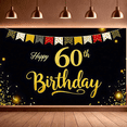 thumbnail image 4 of Glittery Gold Happy 60th Birthday Backdrop Banner with Patterned Flags Party Decorations Photography Props Birthday Party Supplies Celebration Decor, 4 of 7