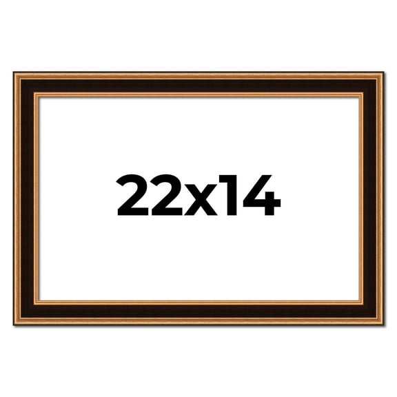 22x14 Frame Gold Brown Plein Air Vintage Solid Wood Picture Frame | 1.75 Inches Moulding Width |