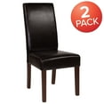 thumbnail image 4 of BizChair Set of 2 Greenwich Series Brown LeatherSoft Upholstered Panel Back Mid-Century Parsons Dining Chairs, 4 of 13