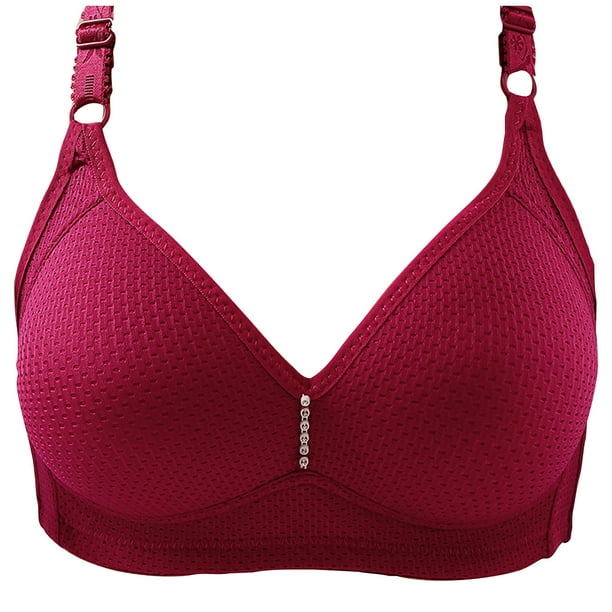 HWRETIE Womens Bras Large Size Lightweight Bra, Seamless, Small Chest, No  Steel Ring, Cup Underwear Rollbacks Red 12(2XL)