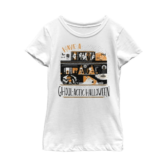 Girl's Star Wars Halloween Ghoulactic Haunted House  Graphic Tee White Medium