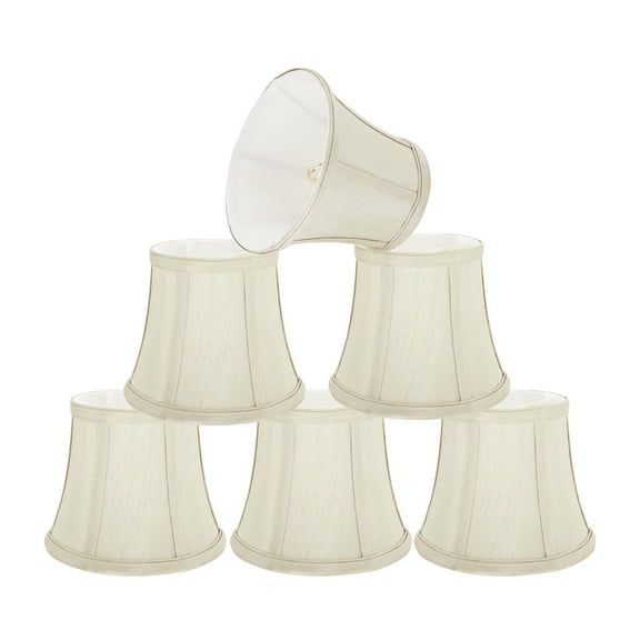 Aspen Creative 30392-6 Small Bell Shape Chandelier Clip-On Lamp Shade Set (6 Pack), Transitional Design in Ivory, 6" bottom width (4" x 6" x 5" )