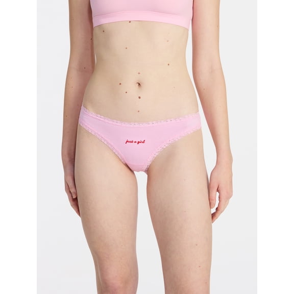 No Boundaries Cotton Lace Hi Cut Bikini Women's and Women's Plus, Sizes XS-XXXL