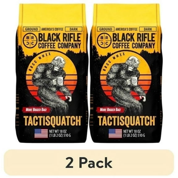 Black Rifle Coffee Company Tactisquatch, Dark Roast Ground Coffee, 2-18 OZ Large Bags