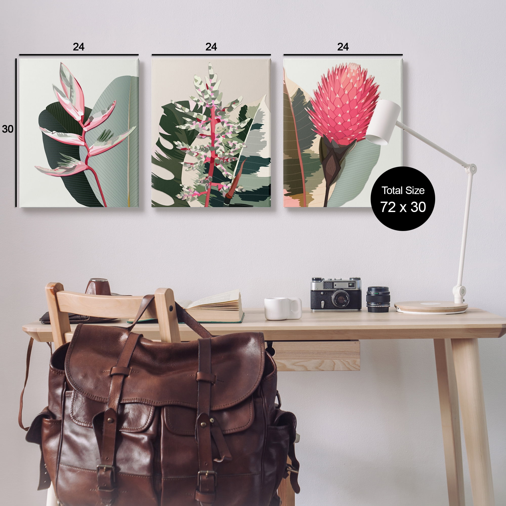 Stupell Industries Modern Tropical Plants Botanical & Floral Painting Gallery Wrapped Canvas Print Wall Art, 24 x 30, Set of 3