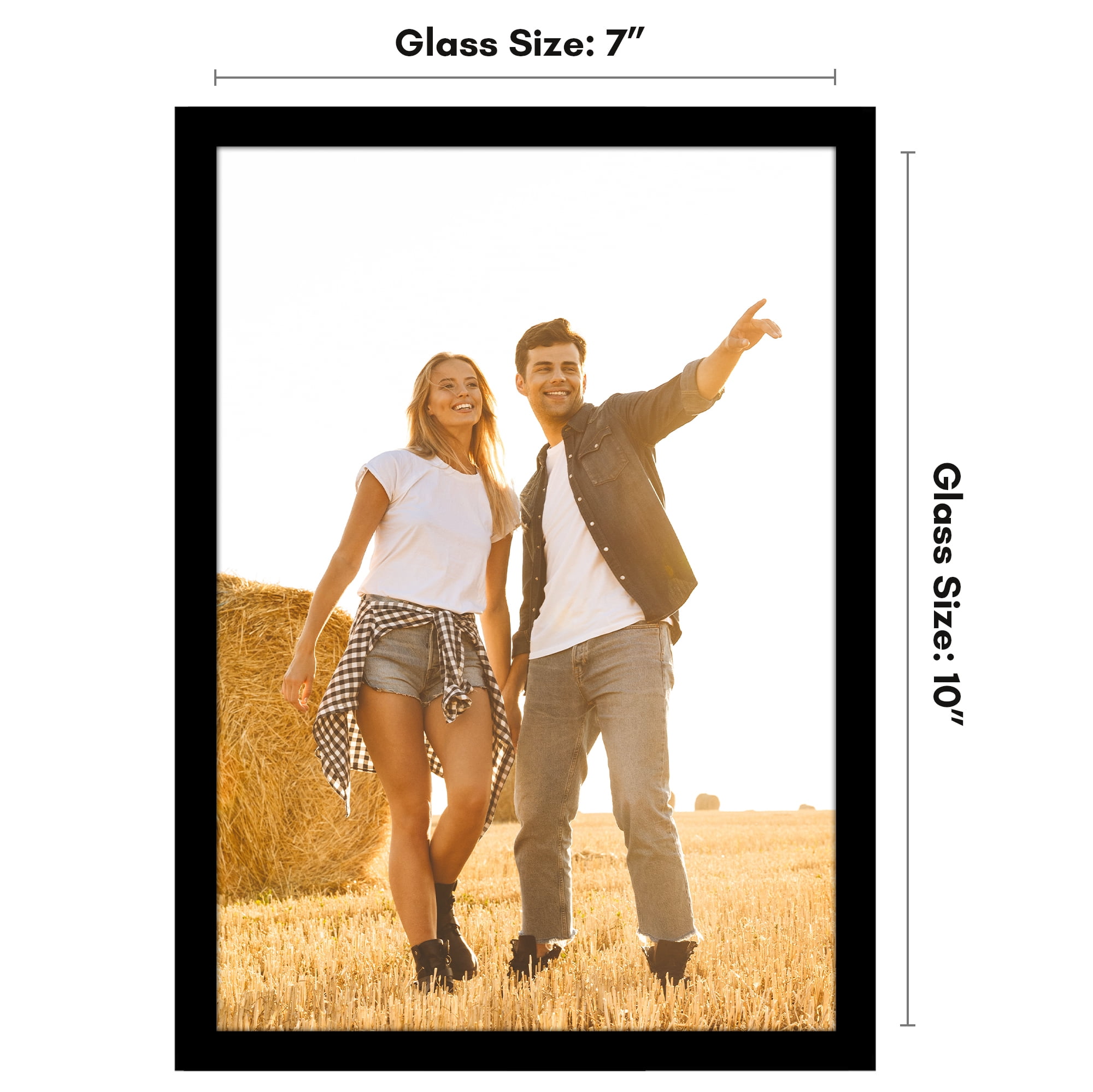 Americanflat 7x10 Picture Frame with Shatter-Resistant Glass Streamline Collection Thin Border Photo - Black