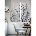 thumbnail image 4 of Blue Tree Sheer Curtains 63 Inch Length 2 Panels Set, Retro Farmhouse Botanical Branches Bird Voile Window Treatment Rod Pocket Curtains Sheers Drapes for Bedroom/Living Room/Kitchen 52x"63"x2, 4 of 7