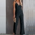 thumbnail image 2 of JFGHDG Jumpsuits for Women Sleeveless Double Spaghetti Straps Flare Leg Long Pants Elegant Floral Lace Dressy Formal Romper Dark Blue 2XL, 2 of 8