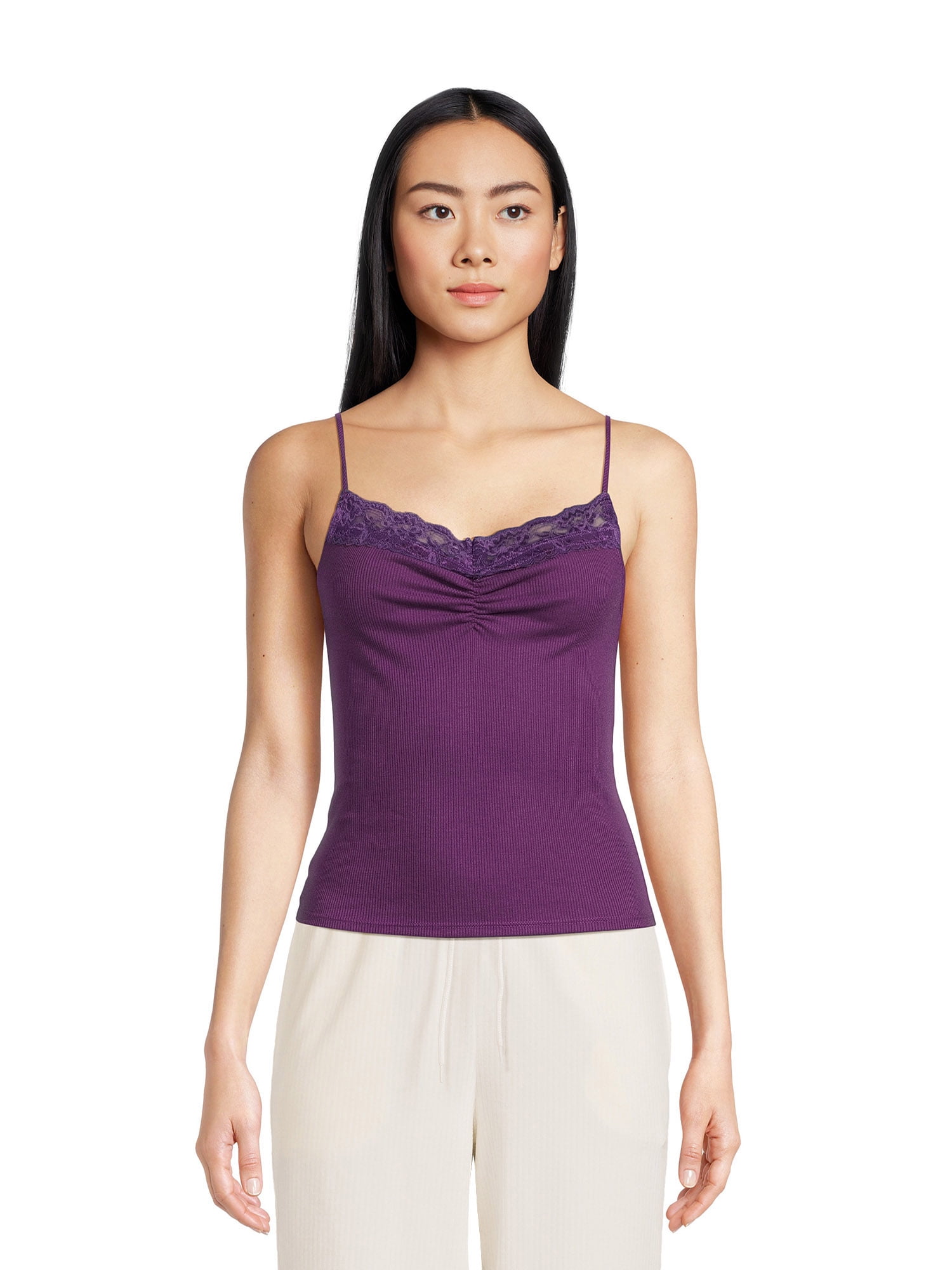 Self Esteem Juniors Cinched Front Lace Trim Cami - Walmart.com