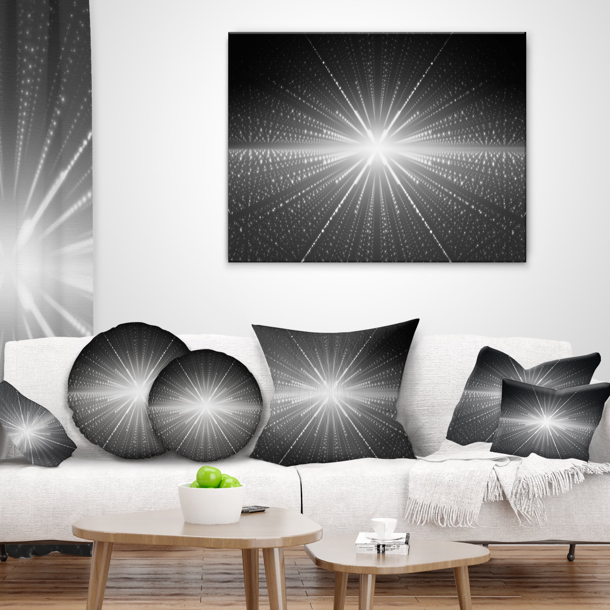 Designart Glowing Star in Cosmic Galaxy - Abstract Throw Pillow - 12x20