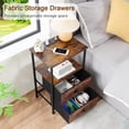 thumbnail image 4 of Night Stand Set 2, Nightstand with  Station, End Tables with Storage Shelf for Small Spaces, Bedside Table Side Tables with 2 Fabric Drawers for Bedroom, Rustic Brown, HETS020PBR, 4 of 6
