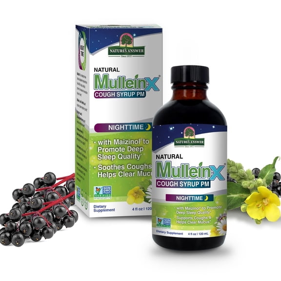 Nature's Answer Mullein X Cough Syrup PM, Dietary Supplement, 4 Fluid Ounce