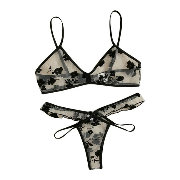 Gibobby Ropa sexy de mujer para sexo Conjunto de ropa interior de encaje para mujer, conjunto de ropa interior y ropa interior de encaje con correa, lencería sexy(Negro, M)