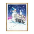 thumbnail image 3 of Designart Christmas Snowman With Cat Traditional Floating Frame Wall Art, 3 of 4