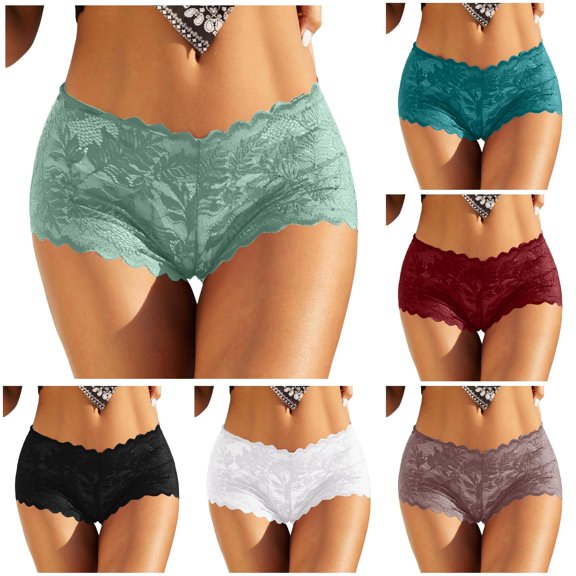 Women Lace Boyshort Floral Panties Low Rise Underwear Ladies Comfortable Underpants Female, S, D