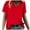 Red, variant on Womens Fashion Summer Tops 2025 Plus Size Causal V-Neck Solid Blouse Short Sleeve T-Shirt Tops