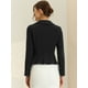 thumbnail image 3 of Blazer corto de oficina de trabajo con dobladillo con volantes y manga larga con solapa vintage para mujer Negro XS, 3 of 6