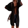 thumbnail image 3 of Pocket Cardigan Sweater, Knit Duster Coat, Casual Layer for Fall Black L , Jacket, 3 of 5