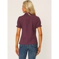 thumbnail image 4 of DARING DIVA Women's Cotton Frilled Peter Pan Collar Blouse L Purple, 4 of 6