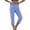 Sky Blue, variant on JOANKDMI Linen Capri Pants for Women No Drawstring Elastic Waisted Straight Leg Comfortable Side Slit Bottoms Summer Casual Vacation Beach Trousers with Pockets
