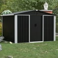 thumbnail image 2 of Aobabo Metal Outdoor Storage Shed, 8.6×6.3 FT Steel Utility Tool Shed Storage House with Sliding Door, Metal Sheds Outdoor Storage for Backyard Garden Patio Lawn (H6'xW8.6'x D6.3') Black&White, 2 of 6