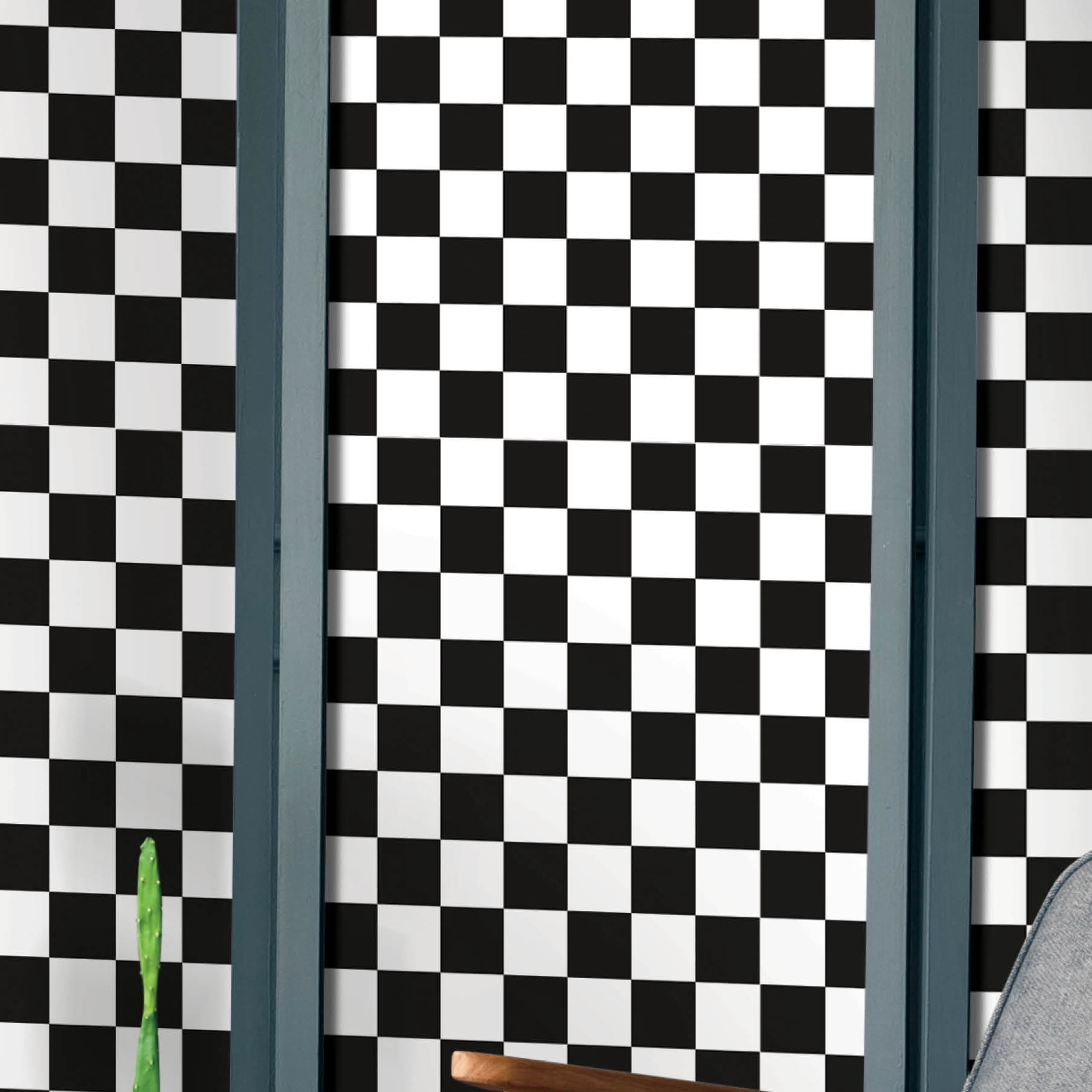 Mainstays Black and White Checkerboard Peel and Stick Wallpaper 30.75 Sq. ft, 1 Count