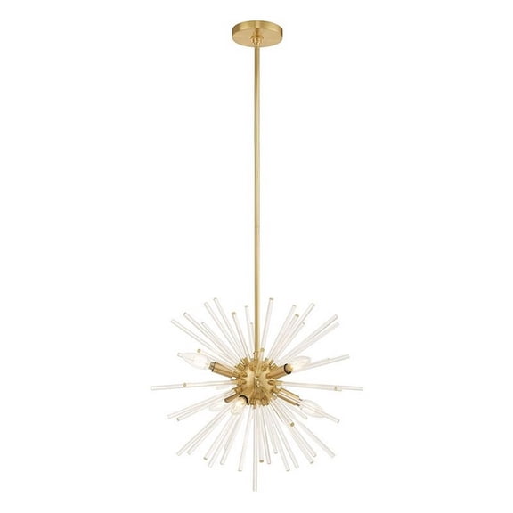 Mid Century Modern Six Light Chandelier-Satin Brass Finish Bailey Street Home 218-Bel-3110560