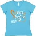thumbnail image 3 of Inktastic Worth Fighting for Leukemia Awareness Orange Heart Women's V-Neck T-Shirt, 3 of 5