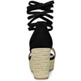 thumbnail image 4 of BLISSFUL STEP Women's Platform Espadrille Lace Up Wedge Heels Sandals, 4 of 6