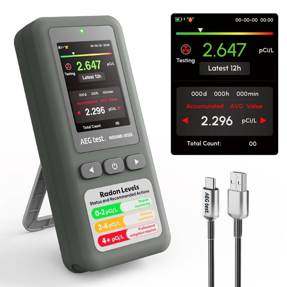 Detector de radón portátil AEGTEST HOUND-1011S con sensor de alta precisión