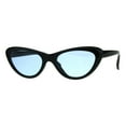 thumbnail image 3 of Womens Pop Color Lens Goth Narrow Cat Eye Plastic Sunglasses Black Blue, 3 of 4