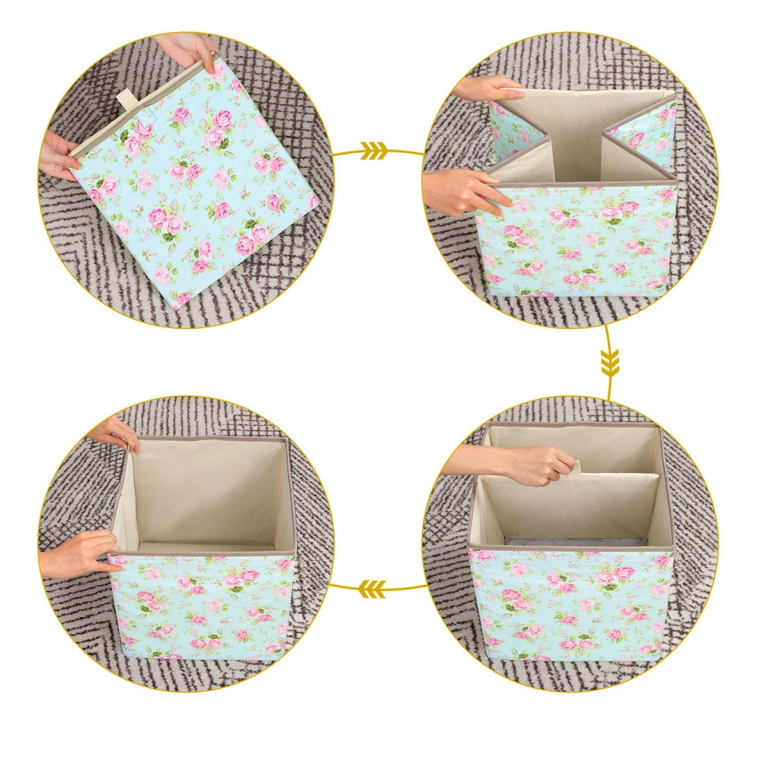 Storage Bin Cube Fabric Basket Organizer Box for Closet Floral 13 Inch