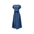 thumbnail image 4 of asdoklhq Summer Wedding Guest Dresses For Women Black Cocktail Dress Summer Crew Neck Short Sleeve Top & Midi Skirt Piece Set Blue M, 4 of 8