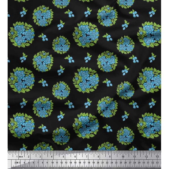 Soimoi Cotton Duck Fabric Berries,Leaves & Peony Floral Printed Craft Fabric by the Yard 42 Inch Wide