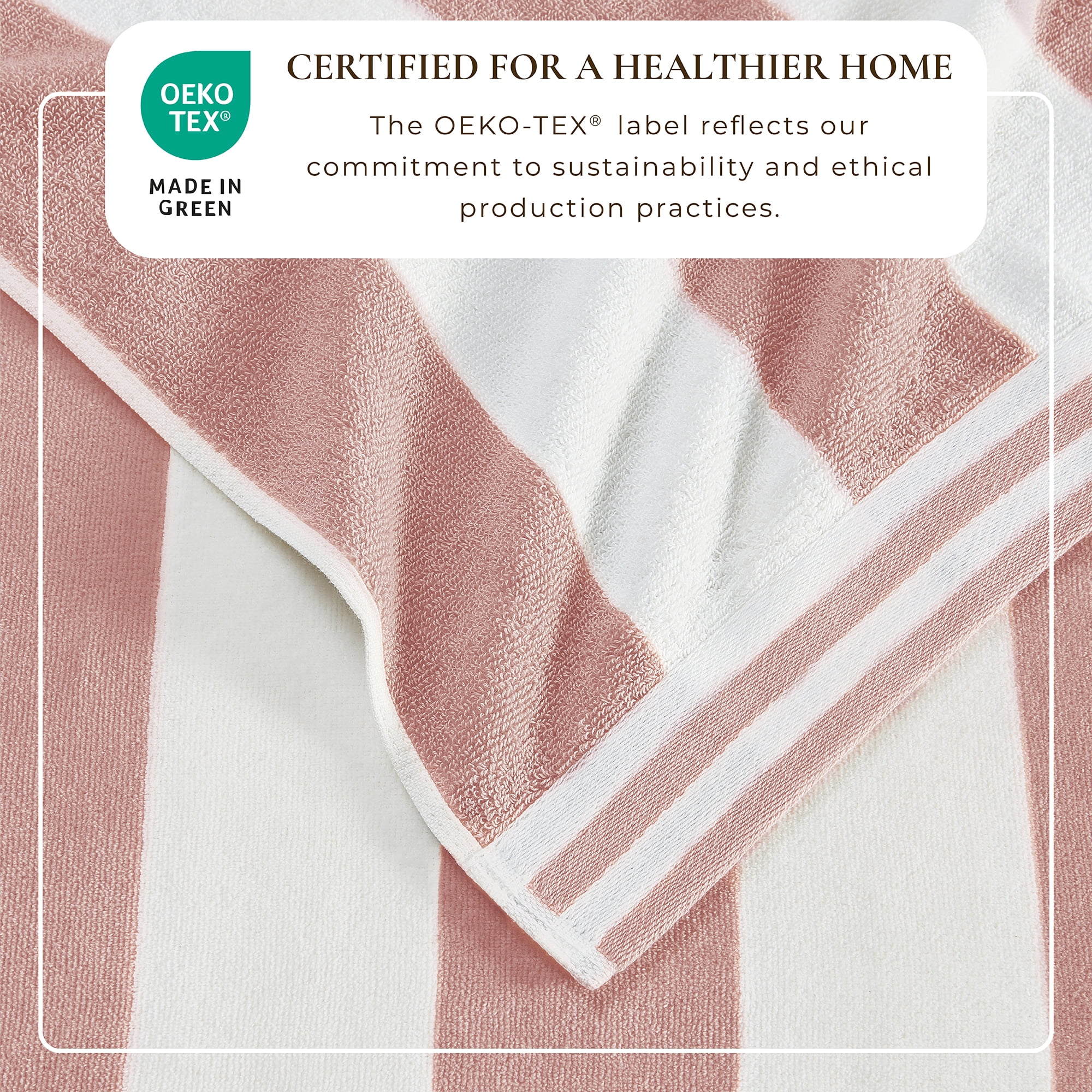 100% Cotton Cabana Stripe 4 Pack Beach & Pool Towels (4 Pack- 30" x 60", Dusty Rose / White)