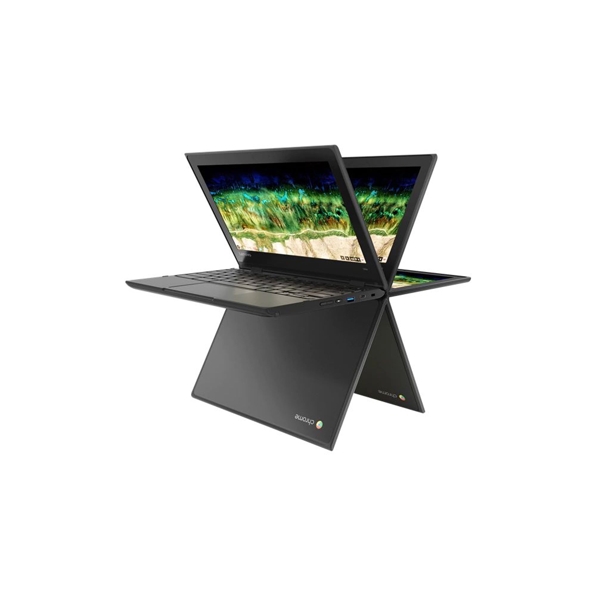 Lenovo 500e Chromebook 2nd Gen 11.6" Multi-touch HD, Intel Celeron N4120, 4GB LPDDR4, Intel UHD Graphics 600, 32GB eMMC, ChromeOS, Black. 81MC005AUS
