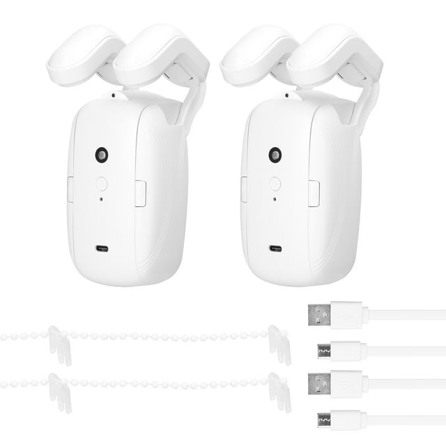 2 Pcs Moteur de Rideau Intelligent BT Robot de Rideau Électrique Ouverture Automatique Sans Câblage Support Application Télécommande Minuterie Réglage Température & Détection de Lumière Compatible avec Maison pour Tringle Romaine