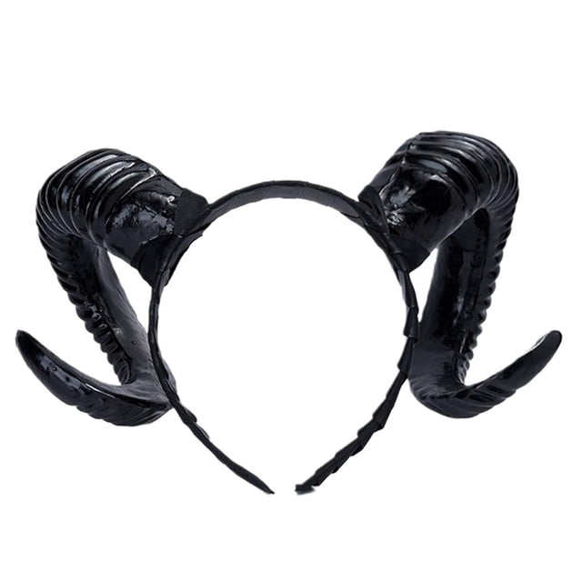 Diadema de cuerno grande, aro de pelo de cuerno de diablo negro, accesorios para el cabello de cuerno de buey para fiesta de Halloween Sincero Hogar