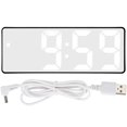 thumbnail image 1 of Réveil miroir LED, électronique, numérique, rechargeable, USB, décoration miroir, rectangulaire, coque noire, miroir, lampe blanche, 1 of 4