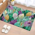 thumbnail image 3 of Luxury Leaves Front Door Rugs 2x3 ft Green Purple Abstract Gorgeous Leaf Small Rug for Entryway Non Slip Washable Bathroom Door Mat Absorbent Floor Mat for Indoor Entrance, 3 of 9