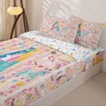thumbnail image 3 of Castle Fairy Unicorn Letter A Zipper Full Size Comforter Sets with Fitted Sheet and 2 Pillowcases,Kawaii Animal Zipper Bedding Set,4pcs,Reversible, 3 of 6