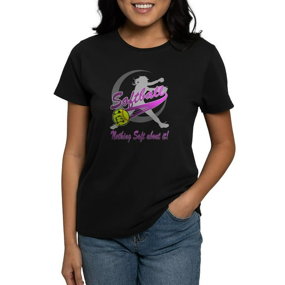 CafePress - Girls Softball Women's Dark T Shirt - Women's Traditional Fit Dark T-Shirt