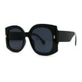 thumbnail image 2 of Womens Thick Temple Plastic Square Mod Butterfly Sunglasses All Black, 2 of 5