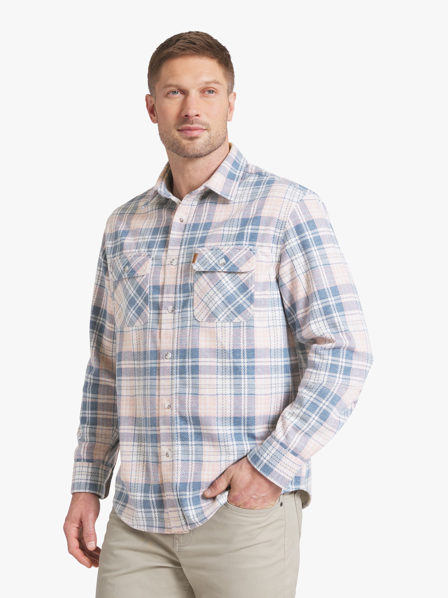 Chaps Men's & Big Men's Long Sleeve Knit Flannel Shirt, Sizes S-3XL