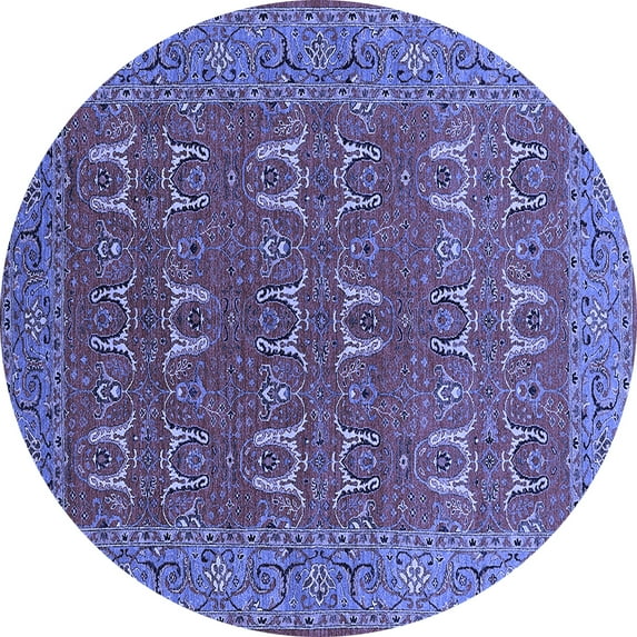 Ahgly Company Indoor Round Oriental Blue Industrial Area Rugs, 6' Round
