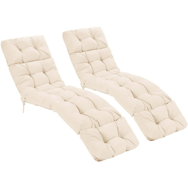 Costway 2PCS 73" Lounge Chaise Cushion Padded Recliner Cushion Indoor Outdoor Beige