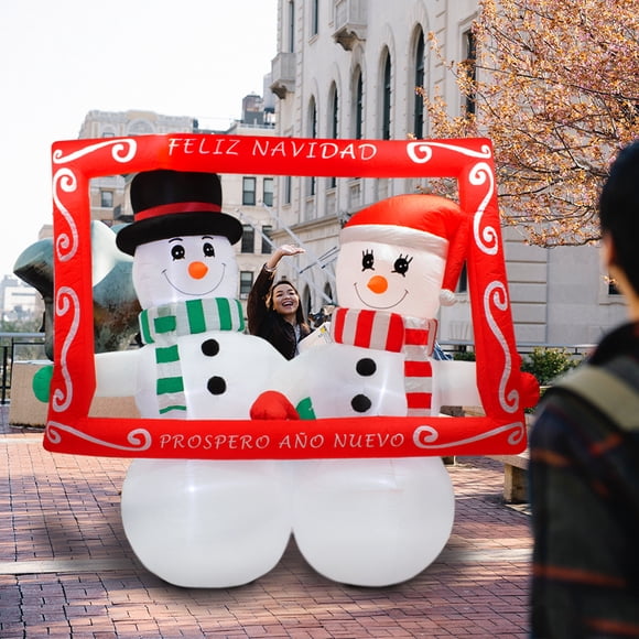 Inflable Navideño Pareja de Nieve Foto Del Recuerdo Importadora La Merced Poliéster Pu Alta Resistencia Iluminación Led